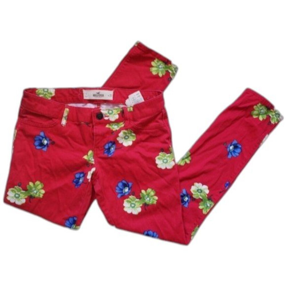 Hollister Red Floral Skinny Jeans - Juniors 1
